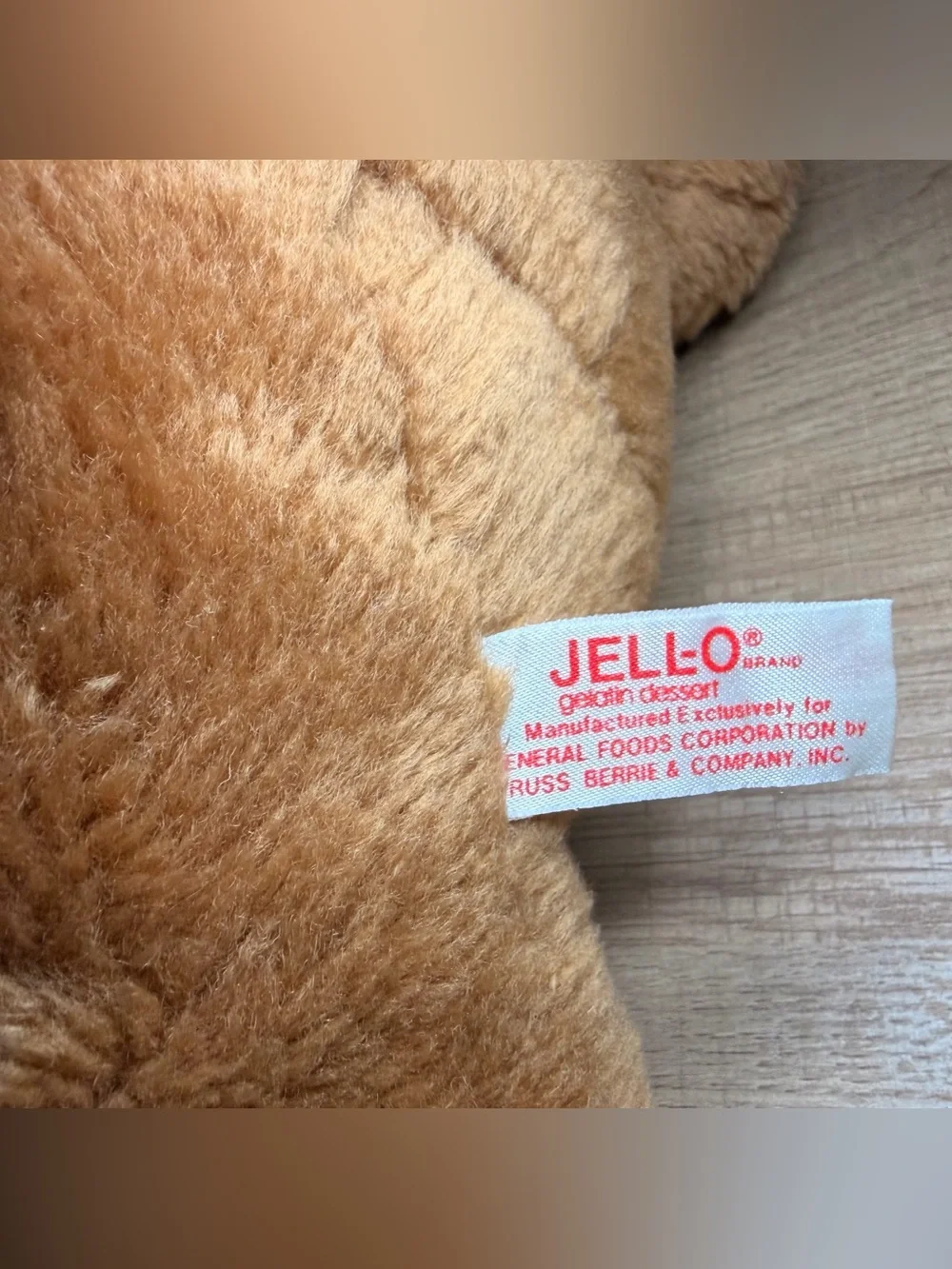 Vintage 1980s Jell-O Teddy Bear Russ Berrie General Foods Plush Blue Ribbon 10”